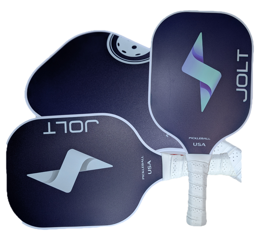 Jolt Classic pickleball paddle, navy with a white bolt logo